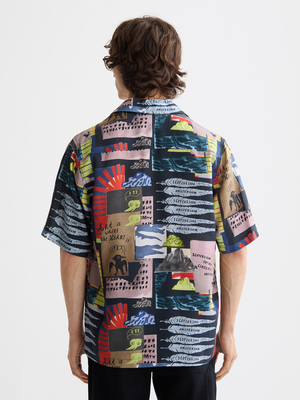 Relaxed-Fit Tencel All-Over Printed Short-Sleeved Shirt
