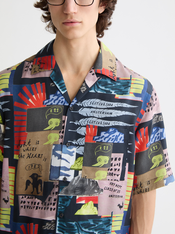 Relaxed-Fit Tencel All-Over Printed Short-Sleeved Shirt