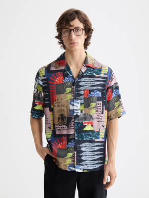 Relaxed-Fit Tencel All-Over Printed Short-Sleeved Shirt