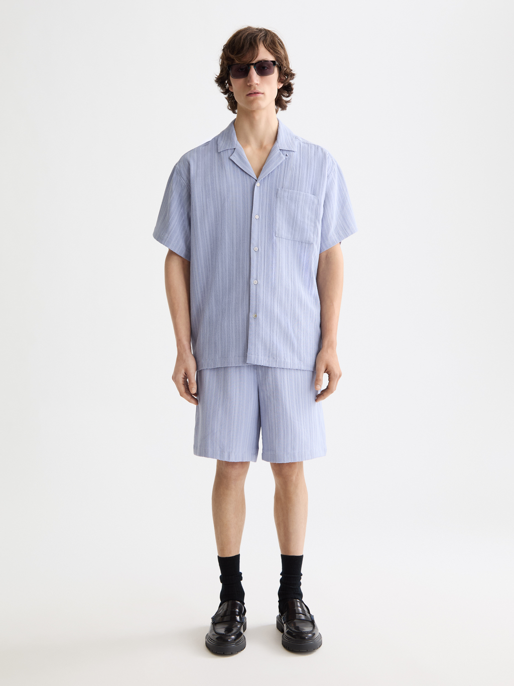 Fave - Tonal Striped  Regular Fit Bermuda Shorts