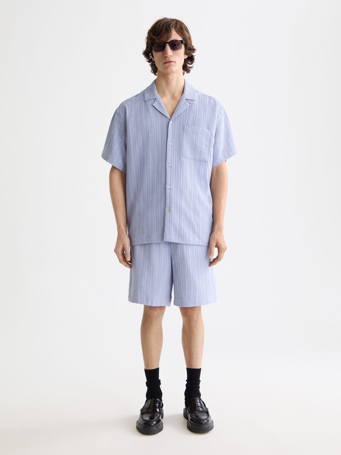 Fave - Tonal Striped  Regular Fit Bermuda Shorts