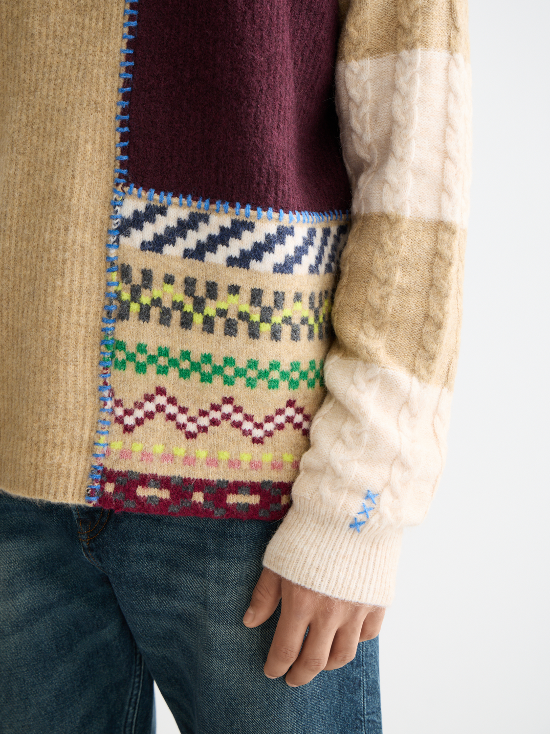 Loose Fit Patchwork Pullover