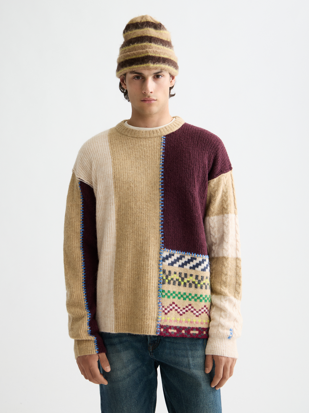 Loose Fit Patchwork Pullover