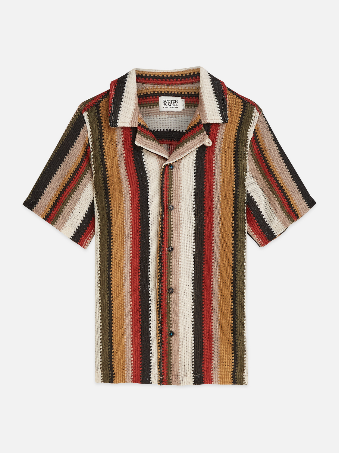 Multicolor Knitted Stripe Shortsleeve Shirt