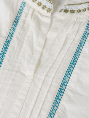 Girls' Embroidered Cuff Longsleeve Cotton Shirt