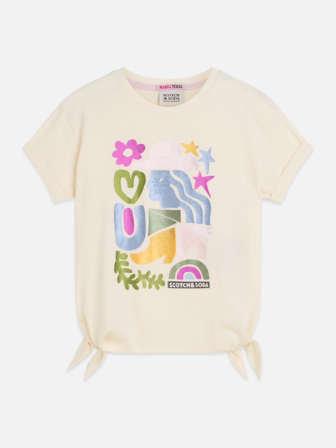 Girls' Front Artwork Relaxed-Fit Knotted T-Shirt