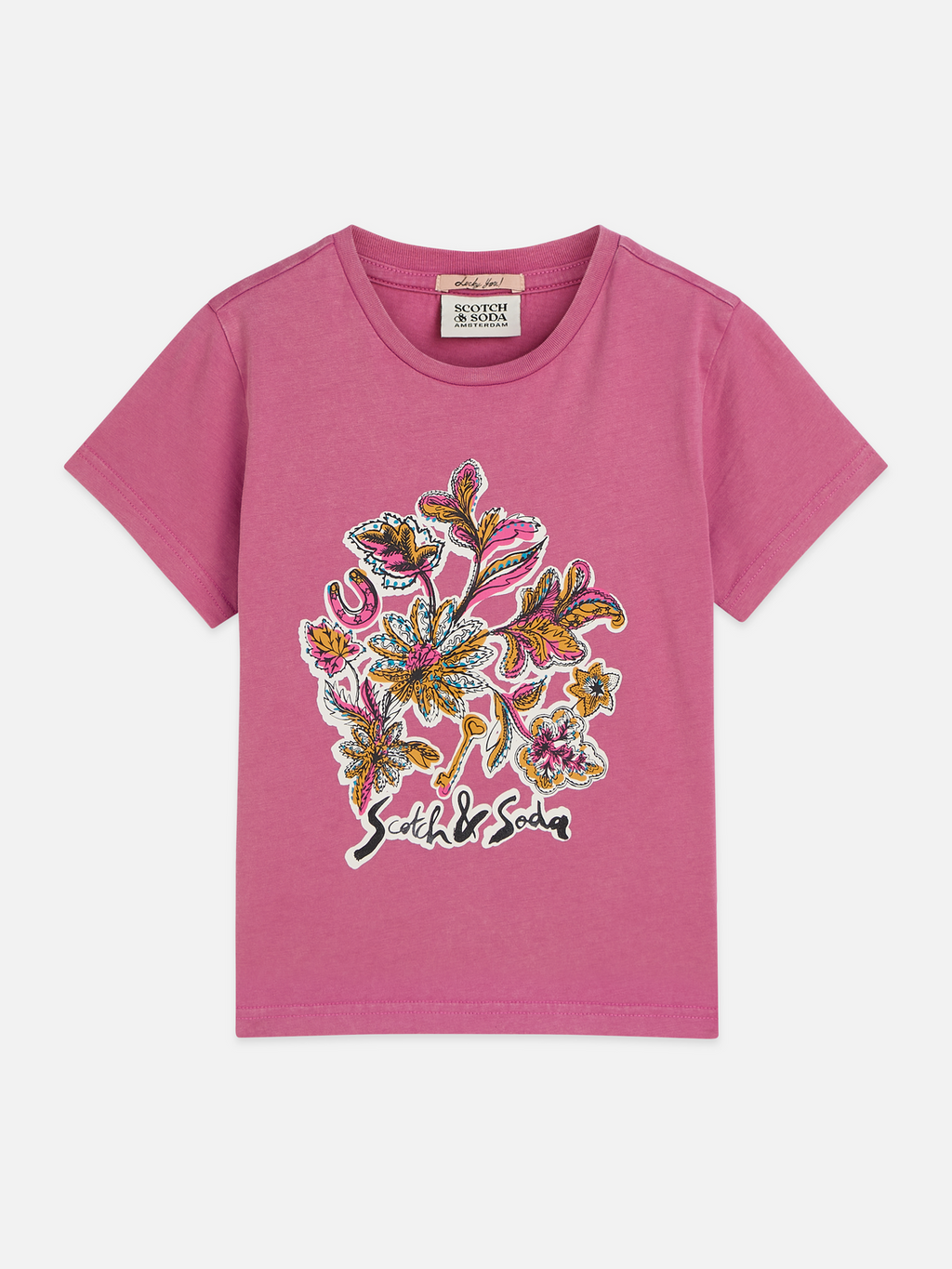 T-shirt coupe décontractée teint en pièce avec illustration sur le devant