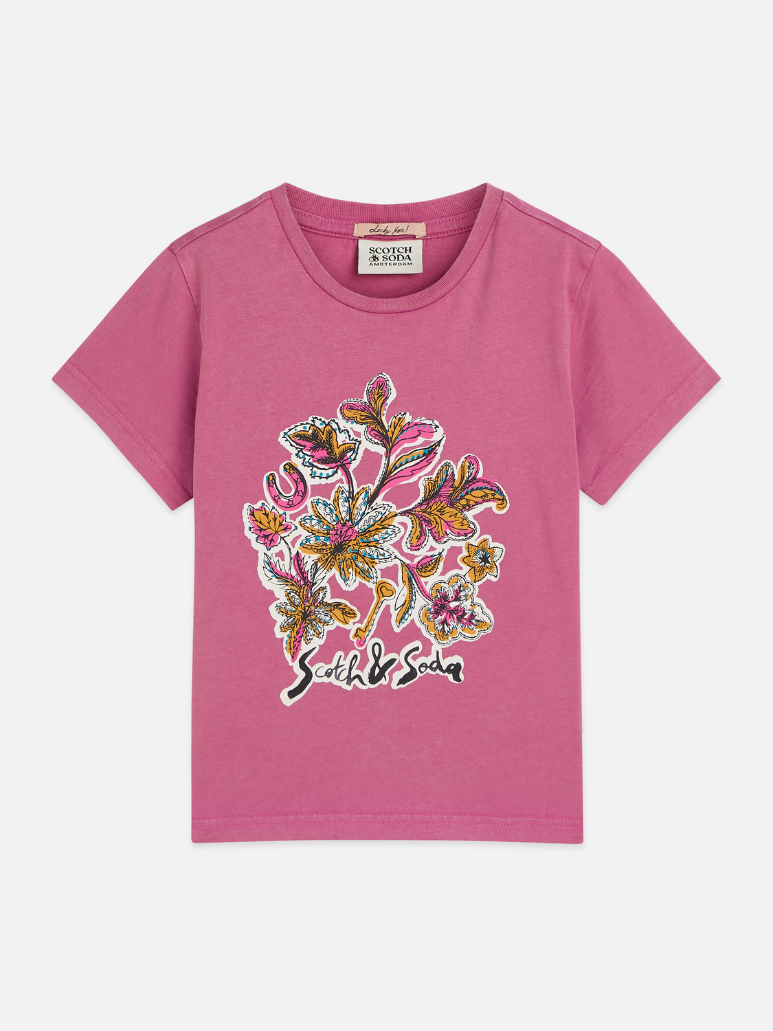 T-shirt coupe décontractée teint en pièce avec illustration sur le devant