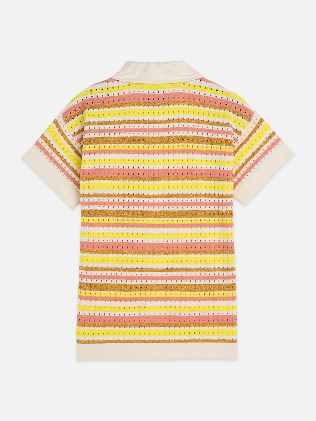 Lurex Stripe Shortsleeve Knitted Shirt