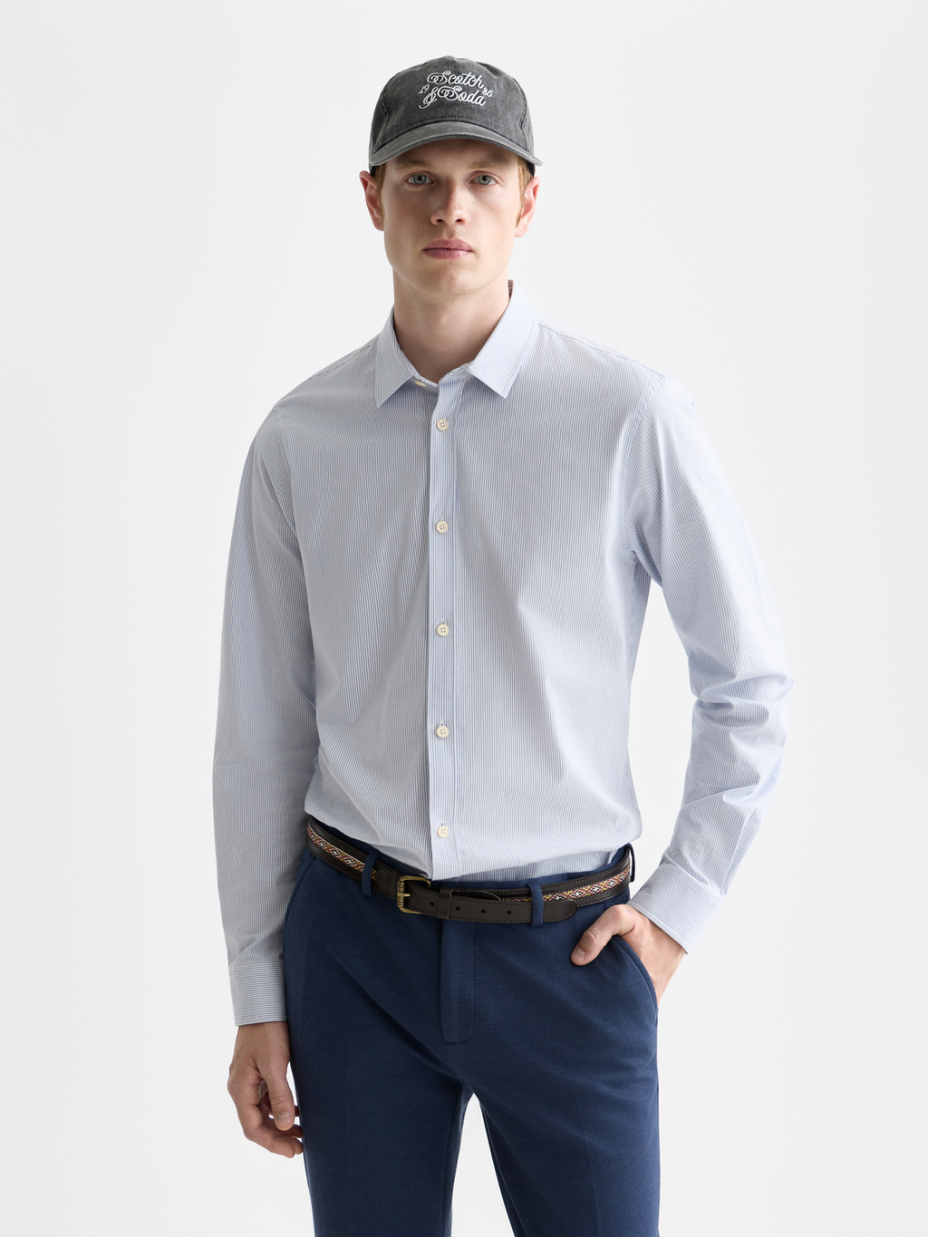 Chemise popeline rayée coupe ajustée
