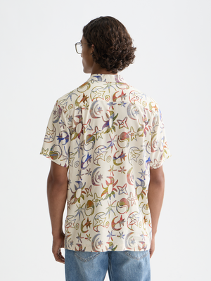 Chemise imprimée à manches courtes en viscose