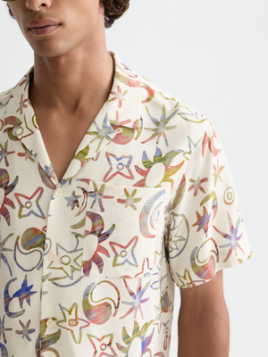 Chemise imprimée à manches courtes en viscose
