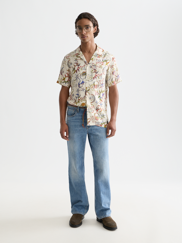 Chemise imprimée à manches courtes en viscose