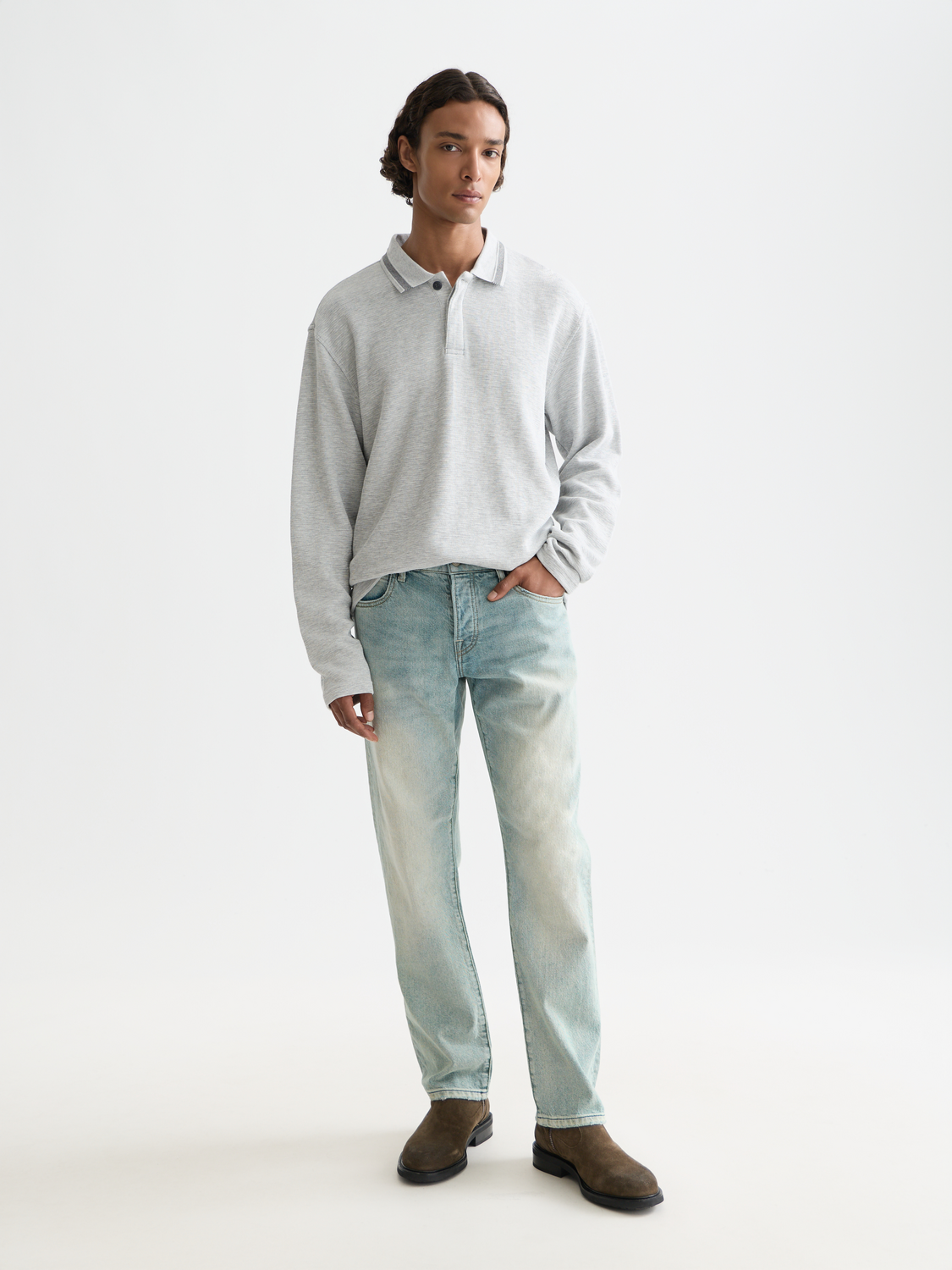 Structured Relaxed-Fit Long-Sleeved Polo
