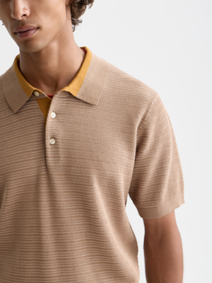 Structured Knitted Regular-Fit Polo
