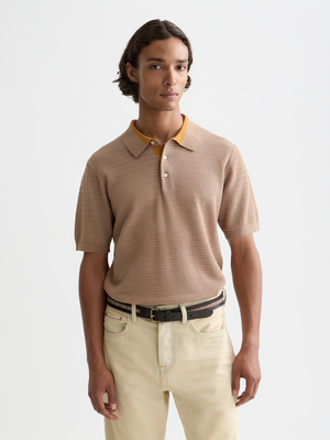 Structured Knitted Regular-Fit Polo