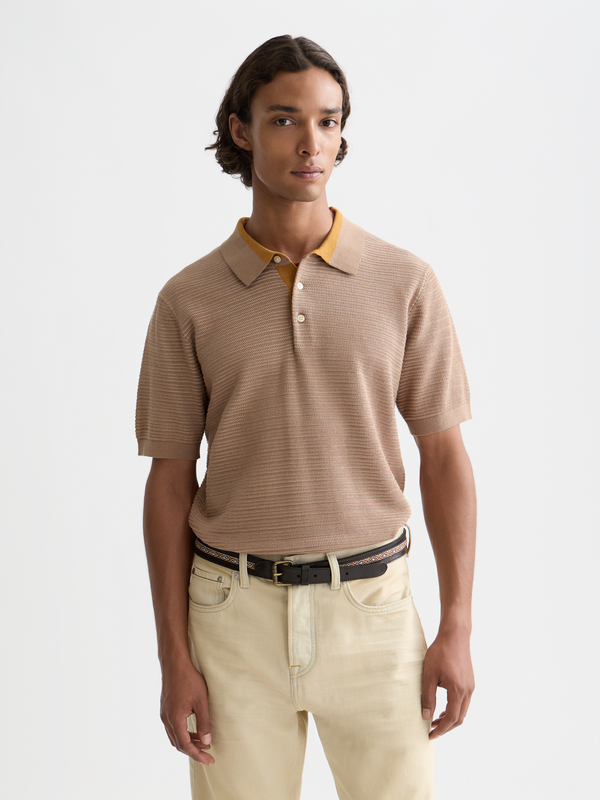 Structured Knitted Regular-Fit Polo