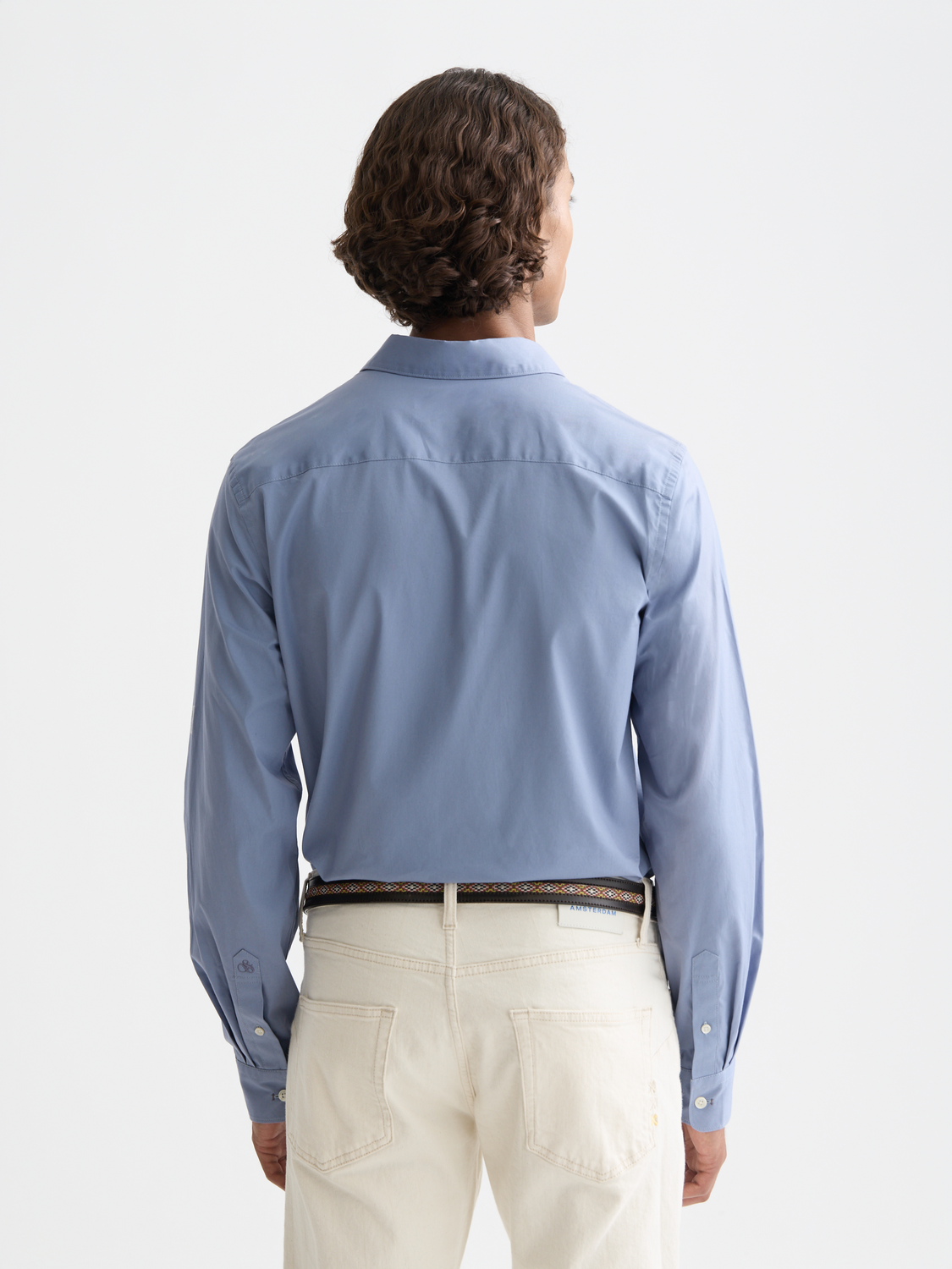 Chemise ajustée en popeline de coton uni saisonnier