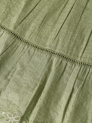 Robe en coton jacquard brodée à ourlet clip pour fille