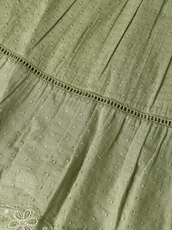Robe en coton jacquard brodée à ourlet clip pour fille