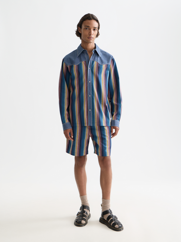 Multicolor Stripe Western Shirt
