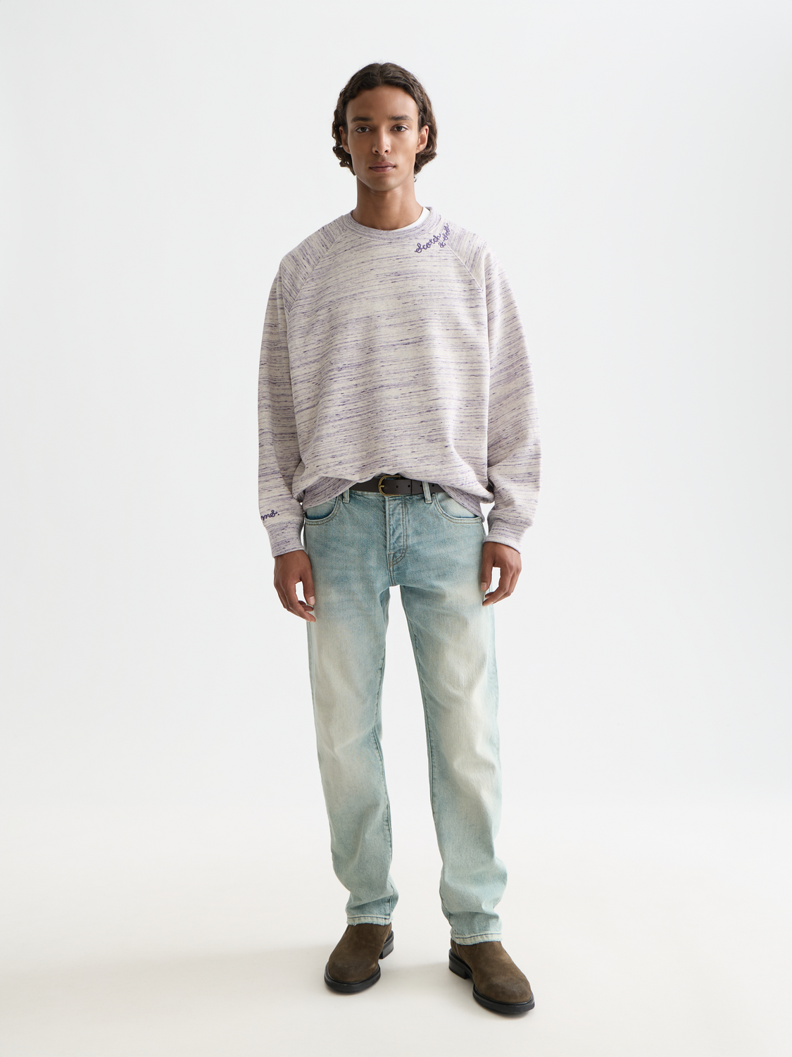 Sweat-shirt ample brodé en fil espace