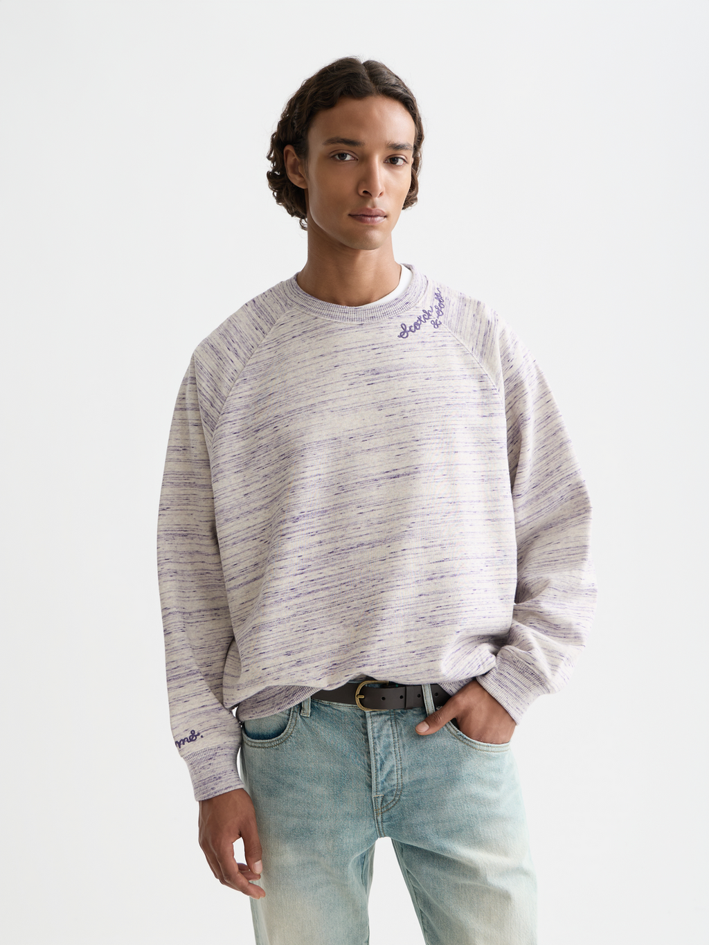 Sweat-shirt ample brodé en fil espace