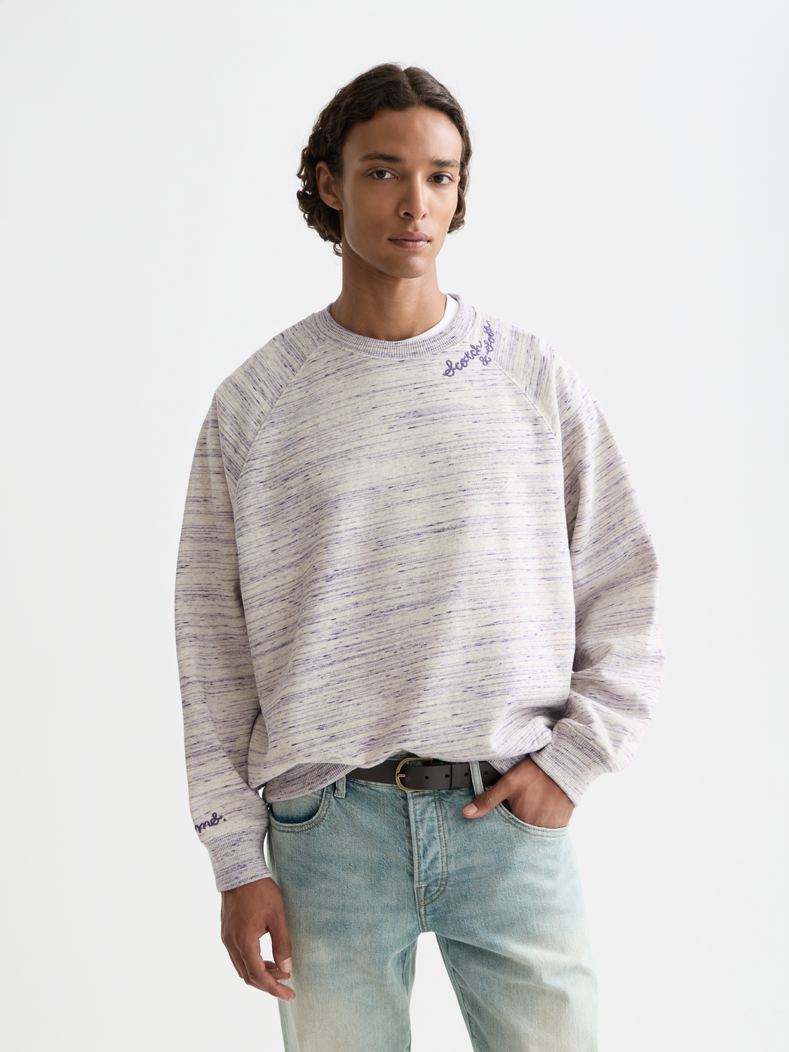 Sweat-shirt ample brodé en fil espace