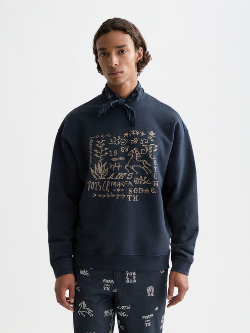 Sweat-shirt coupe décontractée avec motif point de croix