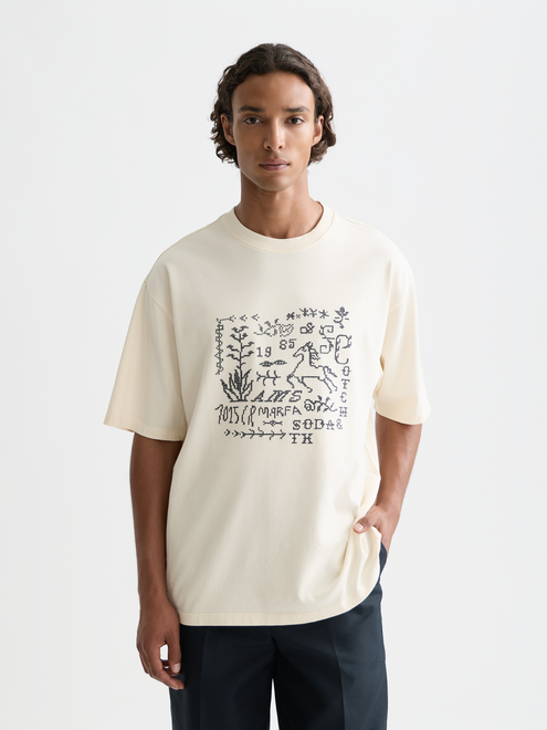 T-shirt ample avec illustration brodée au point de croix sur le devant
