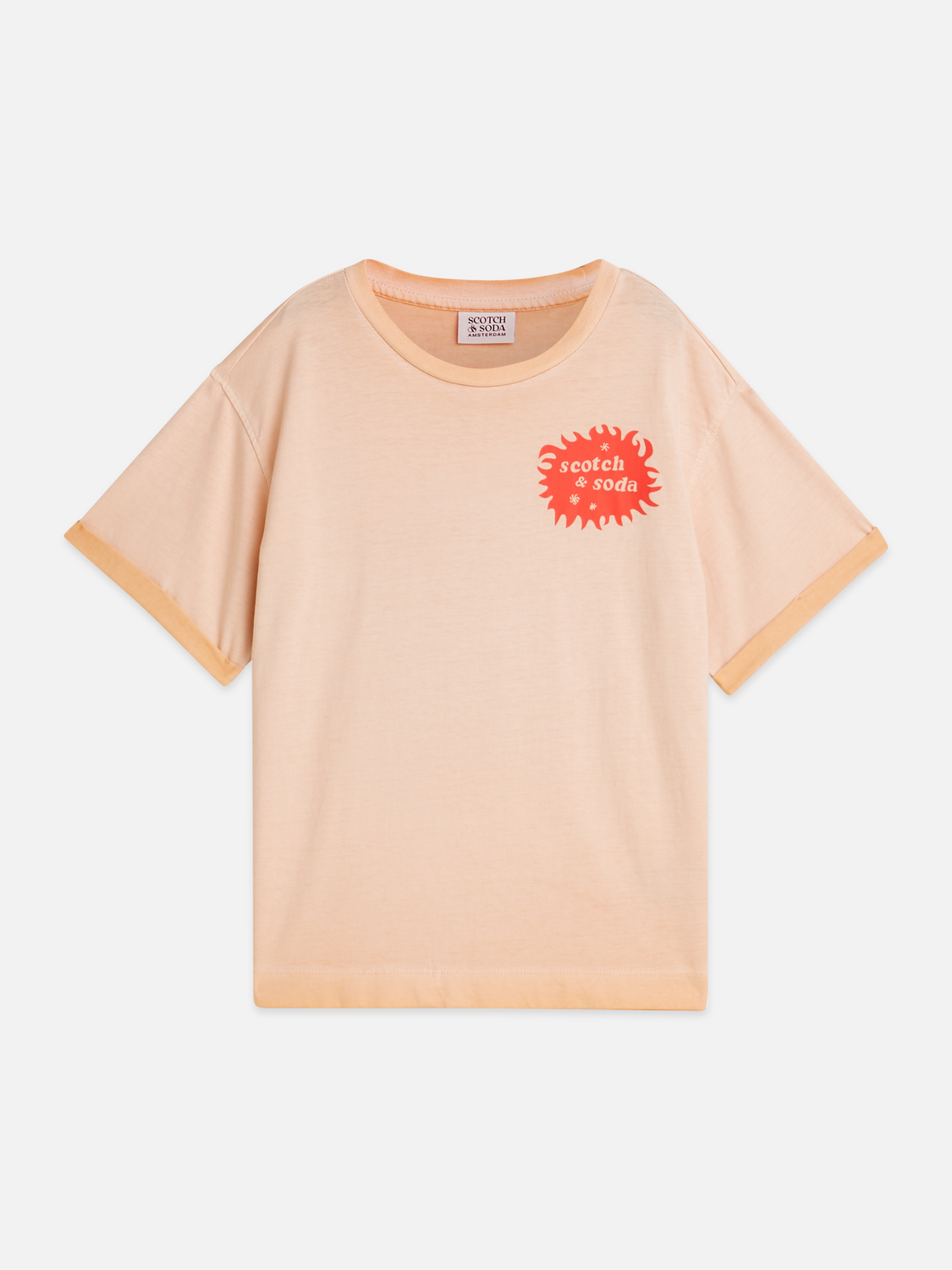 T-shirt délavé à la teinte coupe décontractée avec motif avant