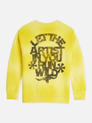 Sweat-shirt décontracté délavé avec illustrations avant et arrière