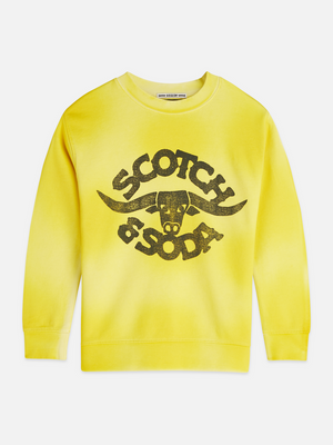 Sweat-shirt décontracté délavé avec illustrations avant et arrière