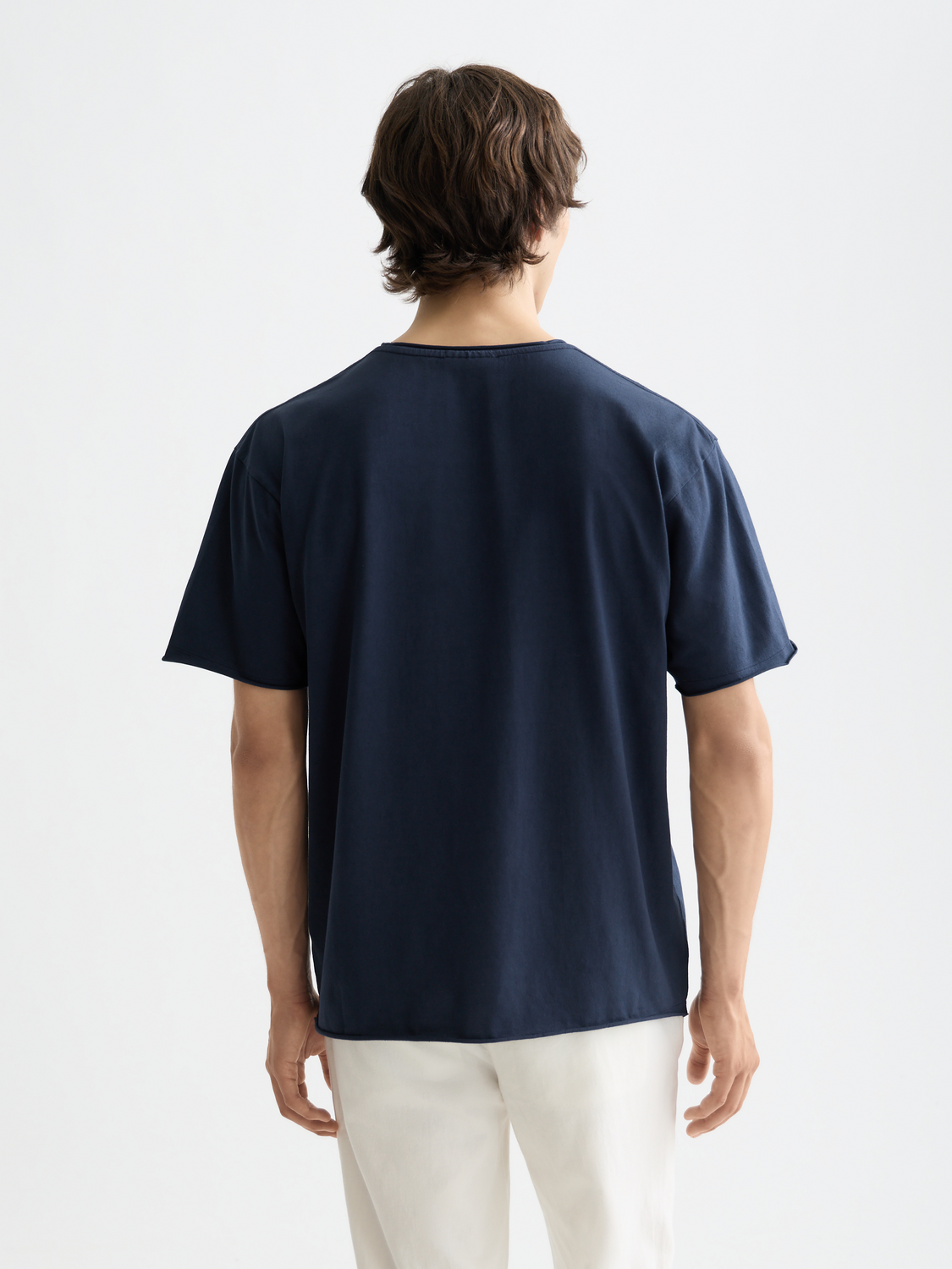 T-shirt teint en pièce coupe décontractée Essentials à bords francs