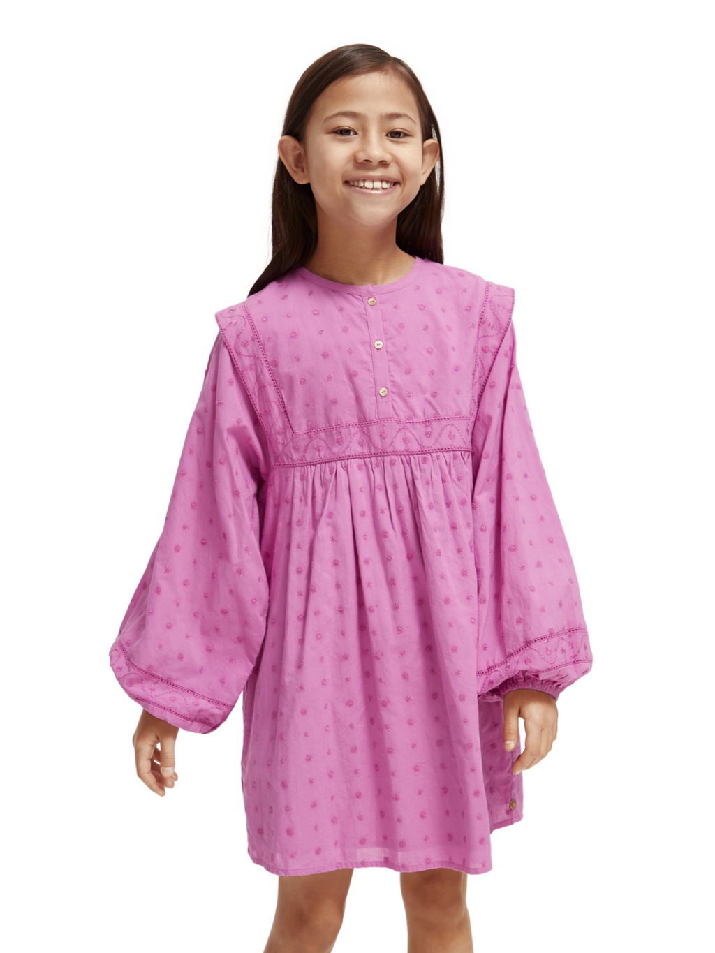 Girls' Broderie Anglaise Panel Dress