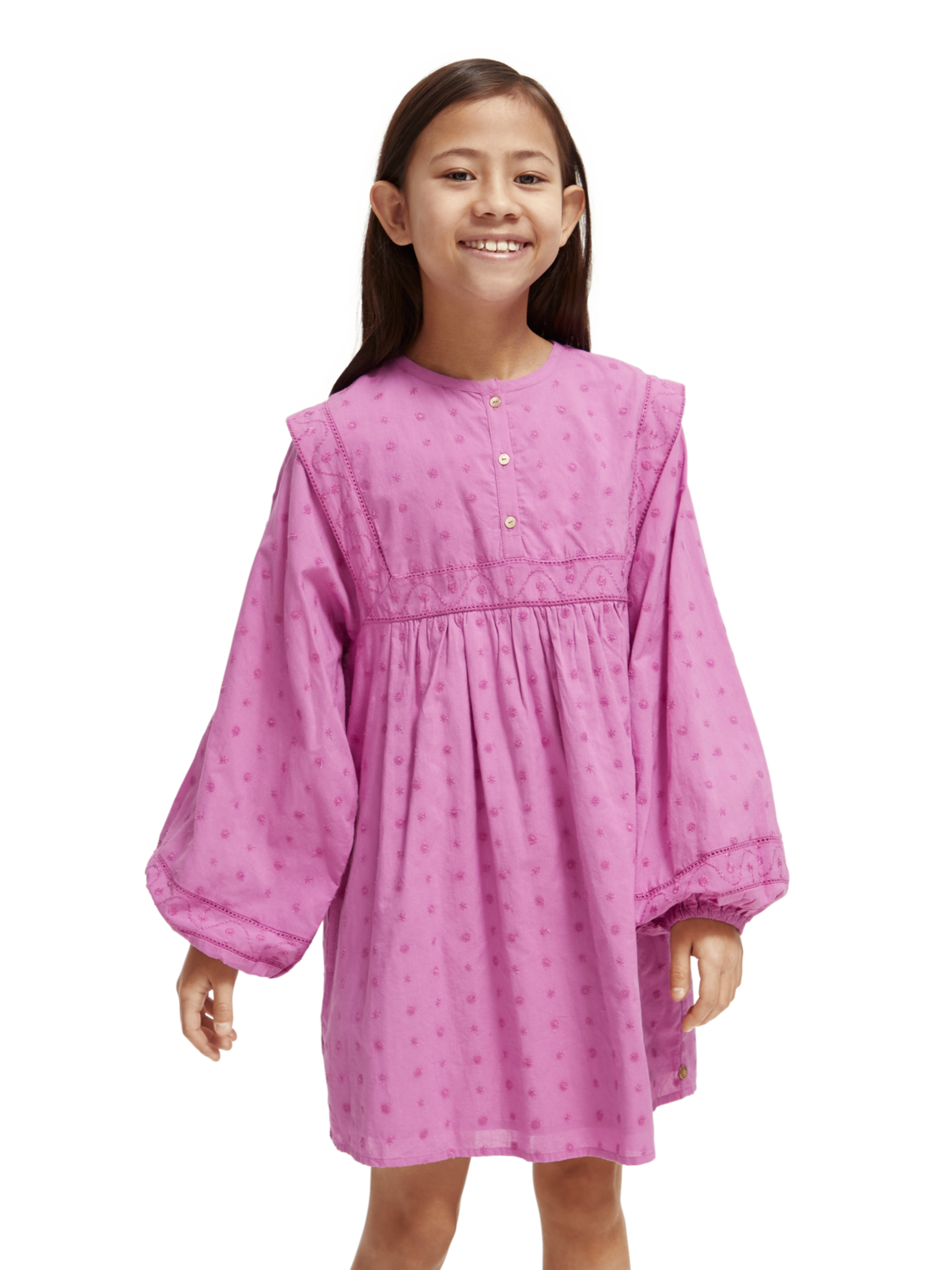 Girls' Broderie Anglaise Panel Dress