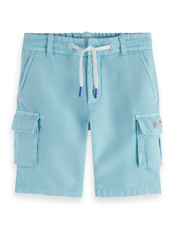 Boys' Longer-Length - Garment-Dyed Cotton Linen Cargo Shorts