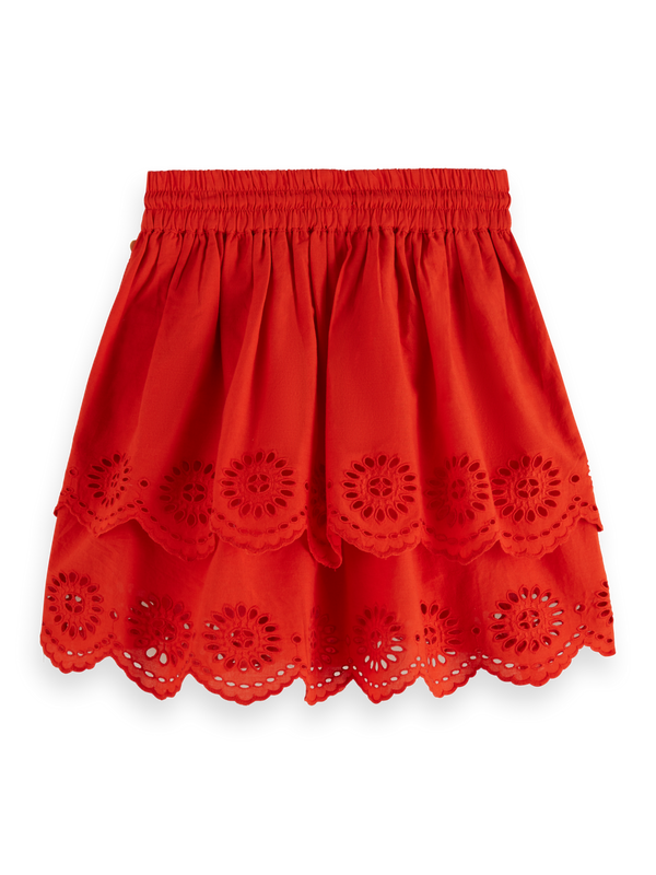 Jupe étagée en broderie anglaise
