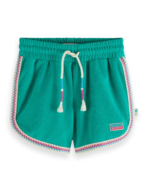 Girls' Contrast Hem Towelling Shorts