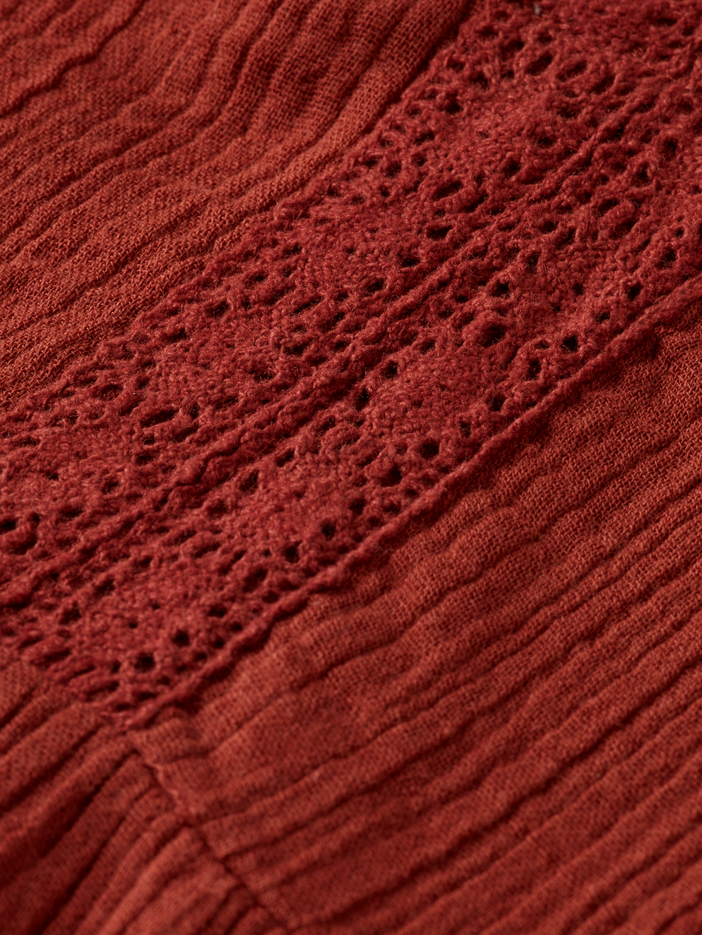 Lace Detail Crinkle Cotton Midi Dress