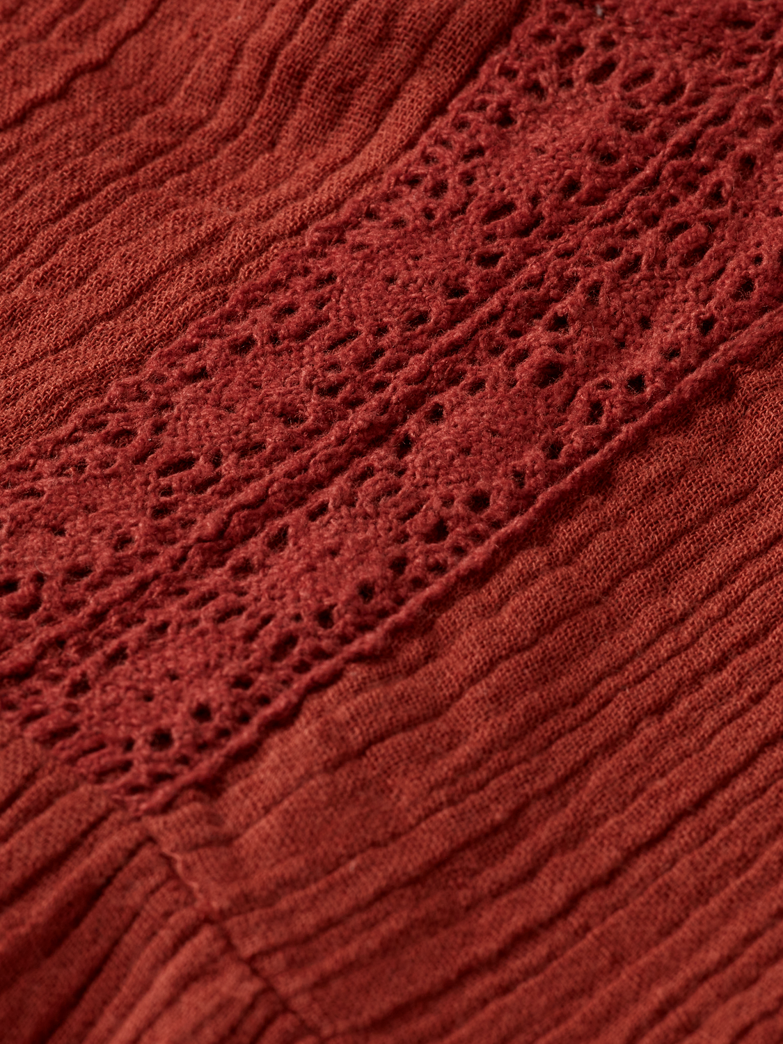 Lace Detail Crinkle Cotton Midi Dress