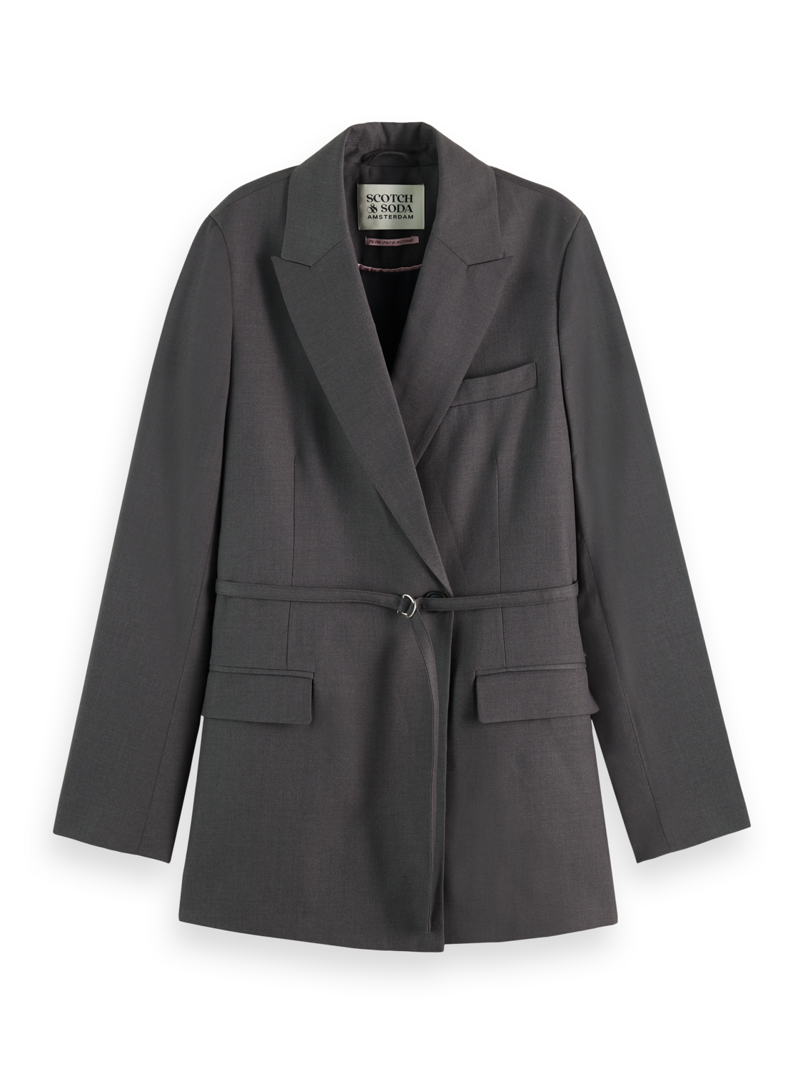 Blazer coupe droite en laine tropicale avec ceinture Core Db