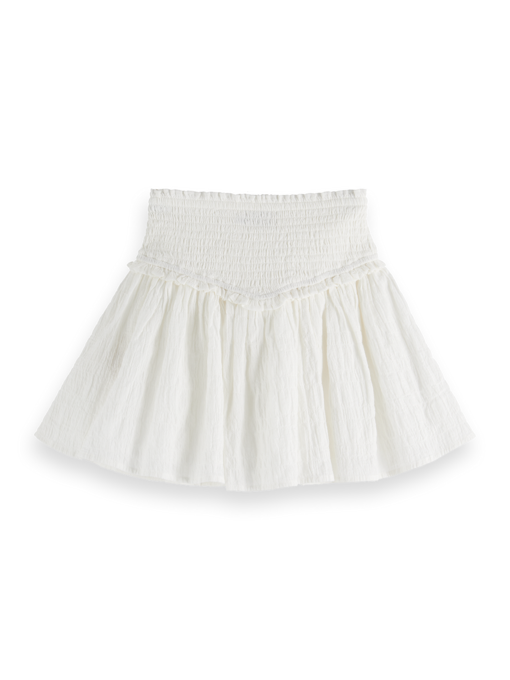 Textured Cotton Smocked Skirt