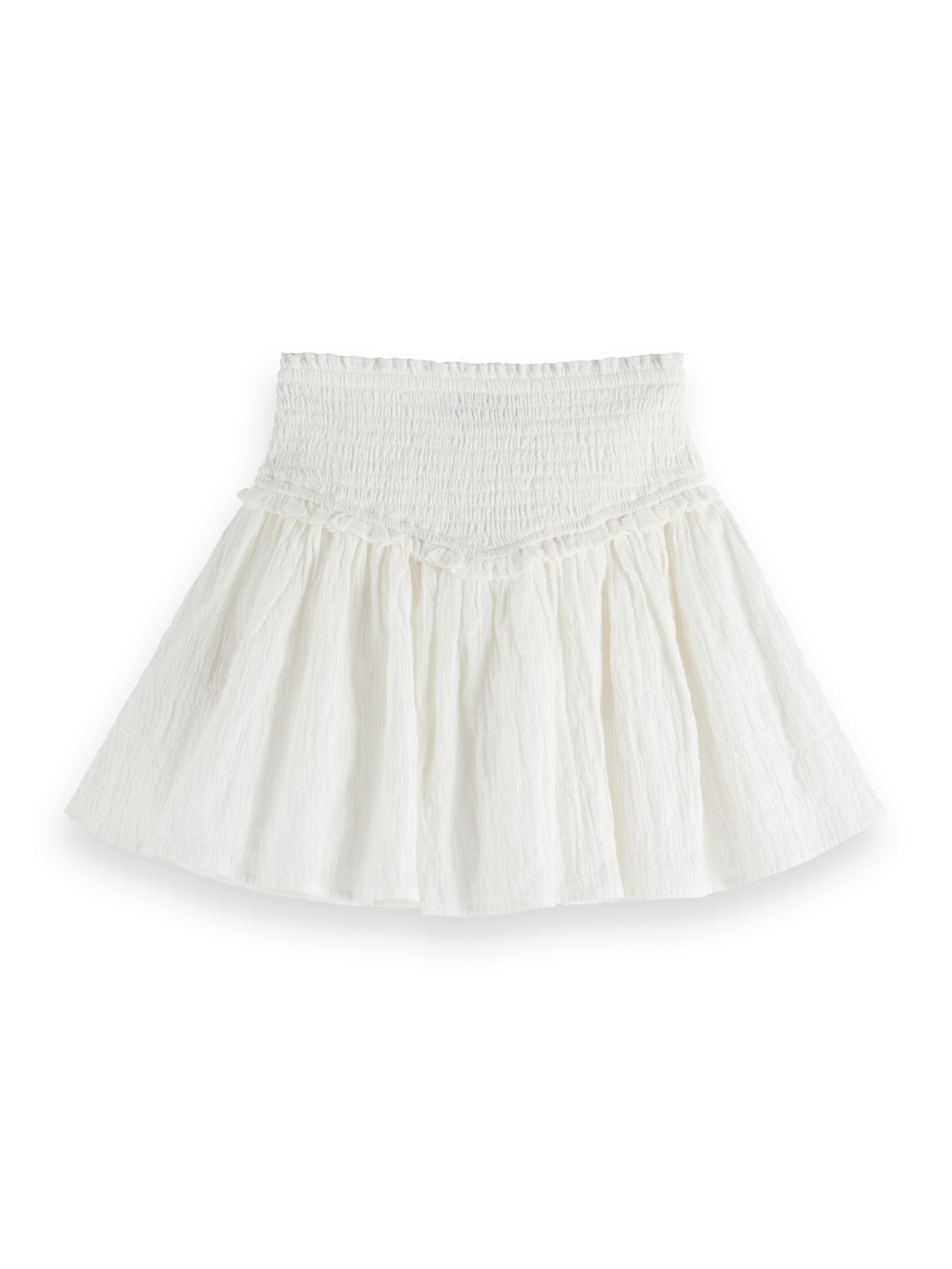 Textured Cotton Smocked Skirt