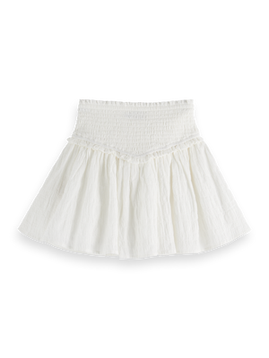 Girls' Textured Cotton Smocked Skirt
