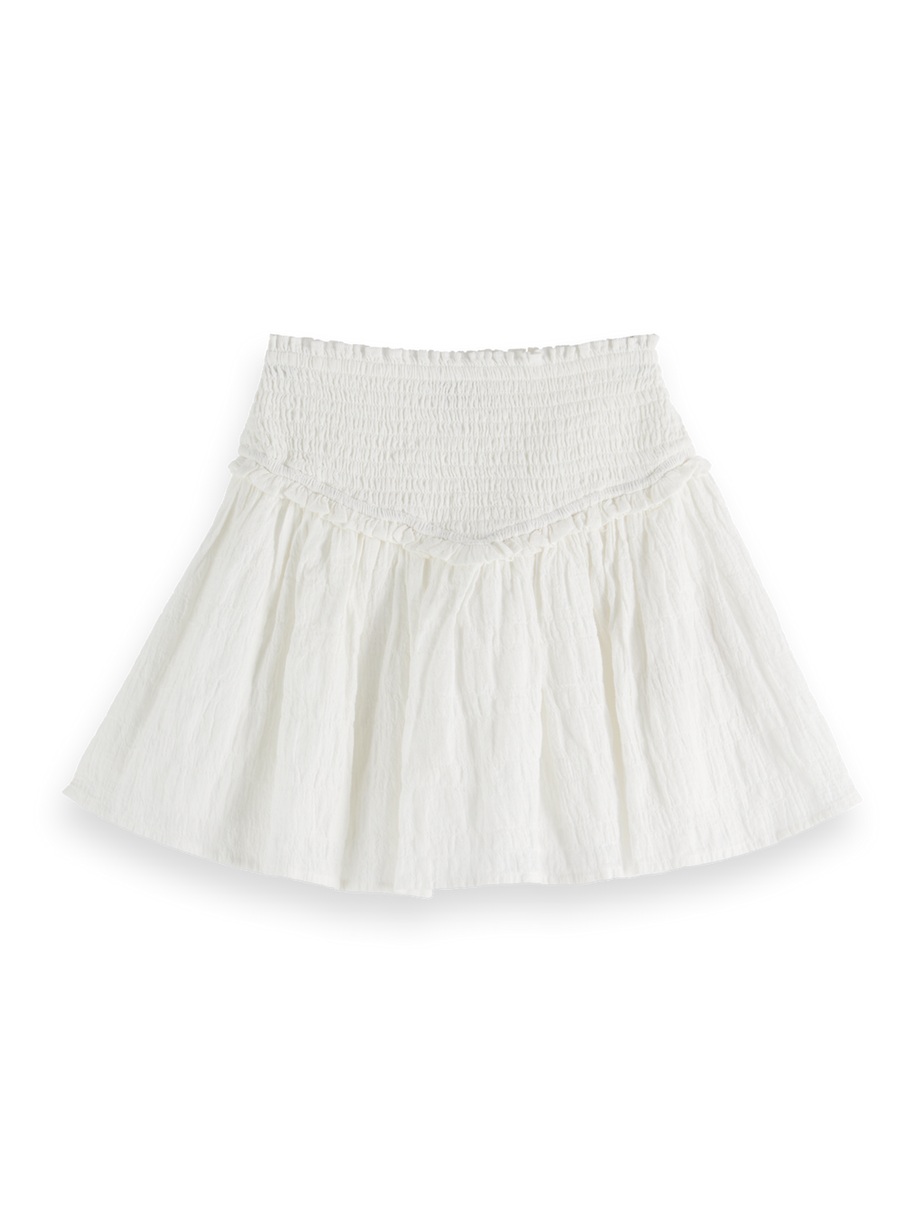 Textured Cotton Smocked Skirt