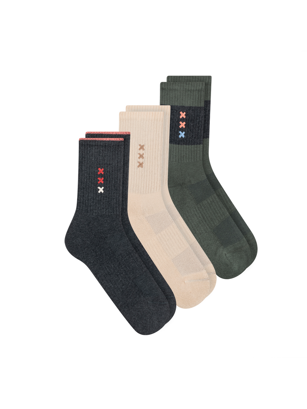 3Pk Womens 1/2 Terry Crew