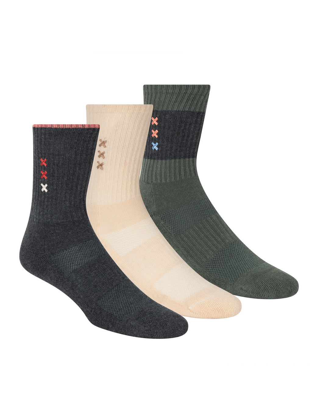 3Pk Womens 1/2 Terry Crew