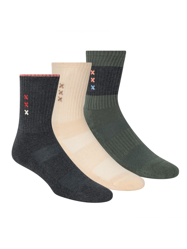 3Pk Womens 1/2 Terry Crew