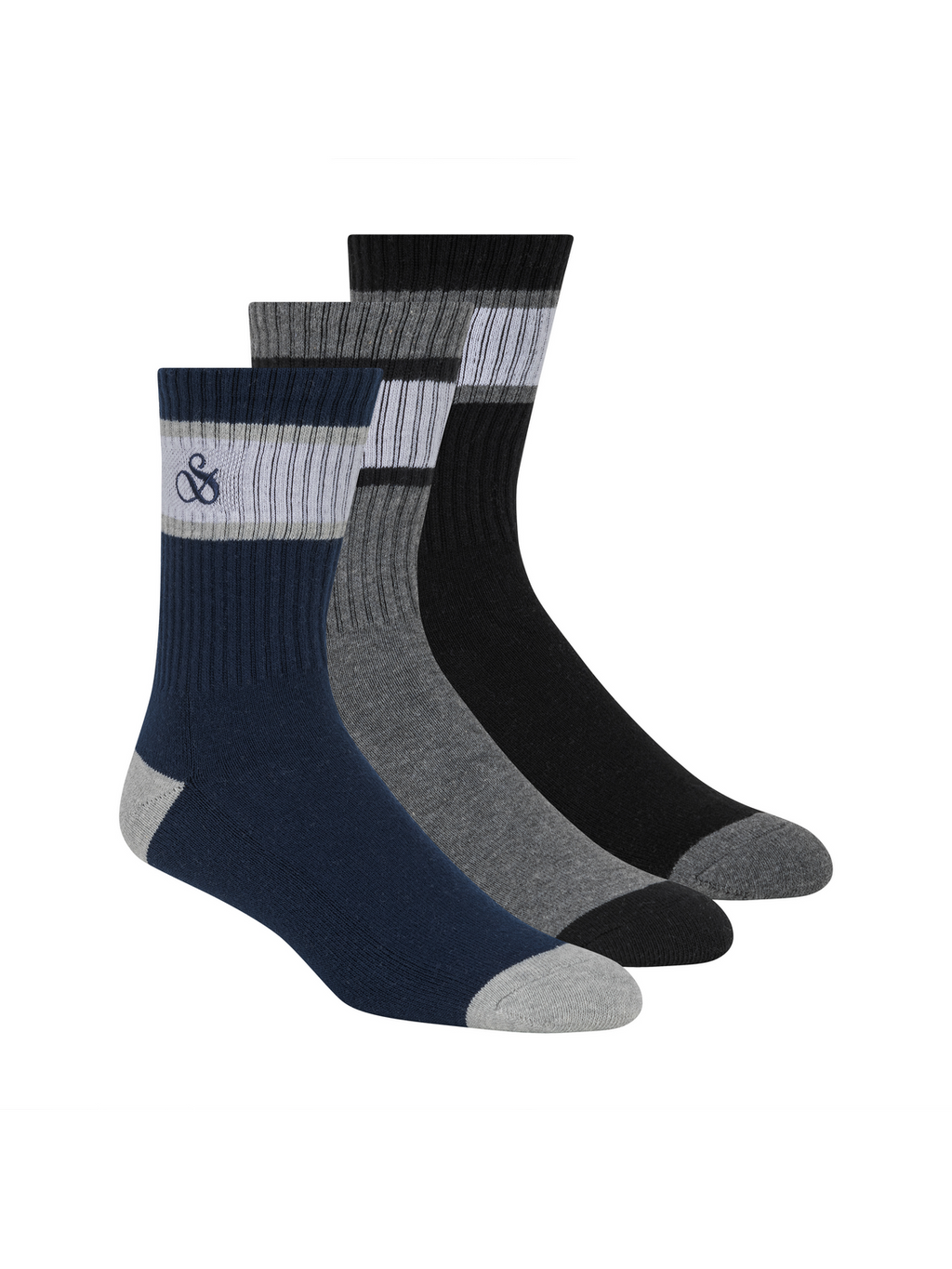 3Pk Mens 1/2 Terry Cotton Crew